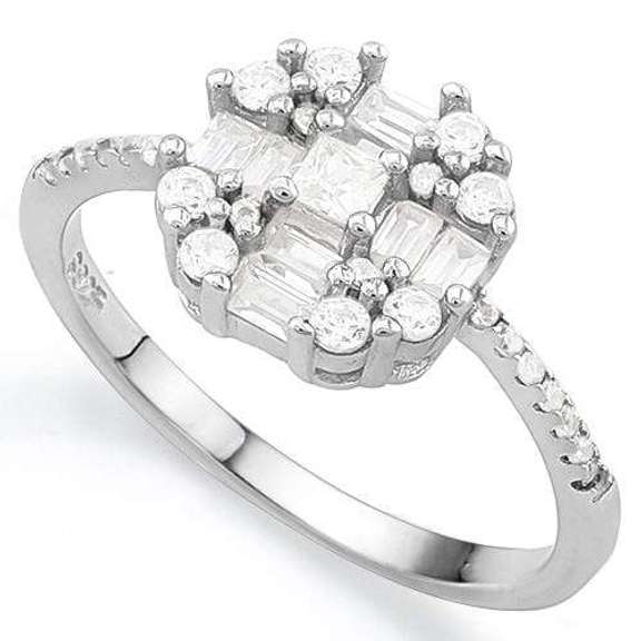 CAPTIVATING 1 4/5 CARAT (25 PCS) FLAWLESS CREATED DIAMOND 925 STERLING SILVER RI