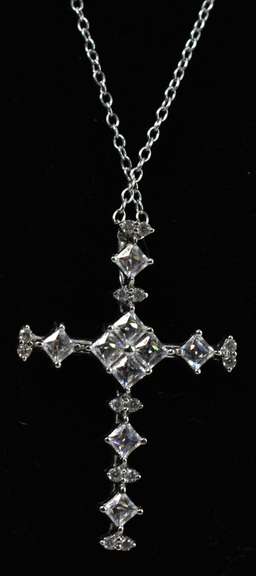 Sterling Silver CZ Cross Necklace