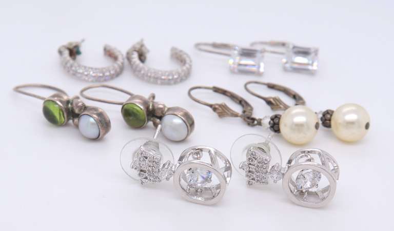 Group Lot of Vintage 925 Sterling Silver Earrings