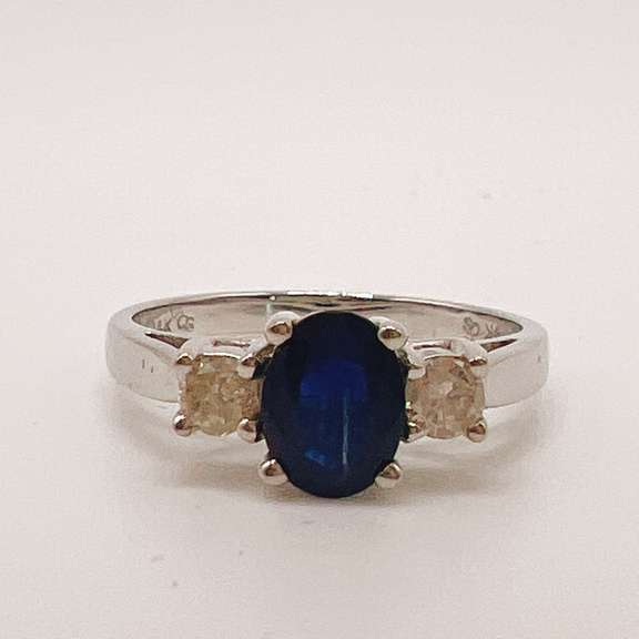 14kt Gold, Blue Sapphire, & Diamond Cocktail Ring