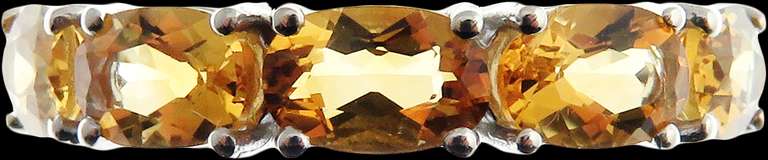 Luscious Citrine Five Stone 18k White Gold Anniversary Band