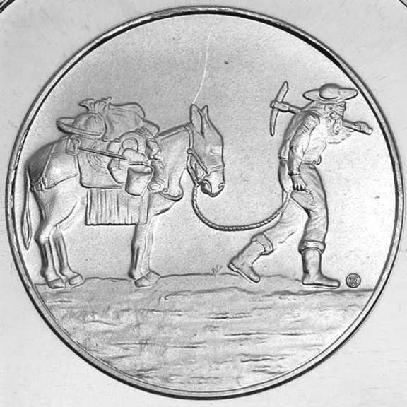 Prospector and Donkey Silver Town .999 Fine 5 Troy Ounces 5 oz Silver Bar