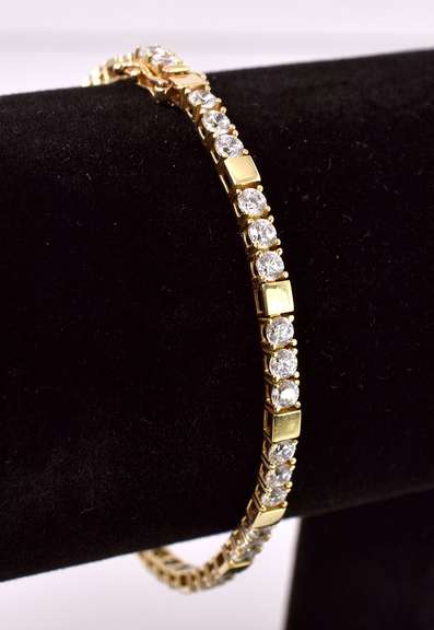 Elegant CZ Tennis Bracelet in 14k Yellow Gold