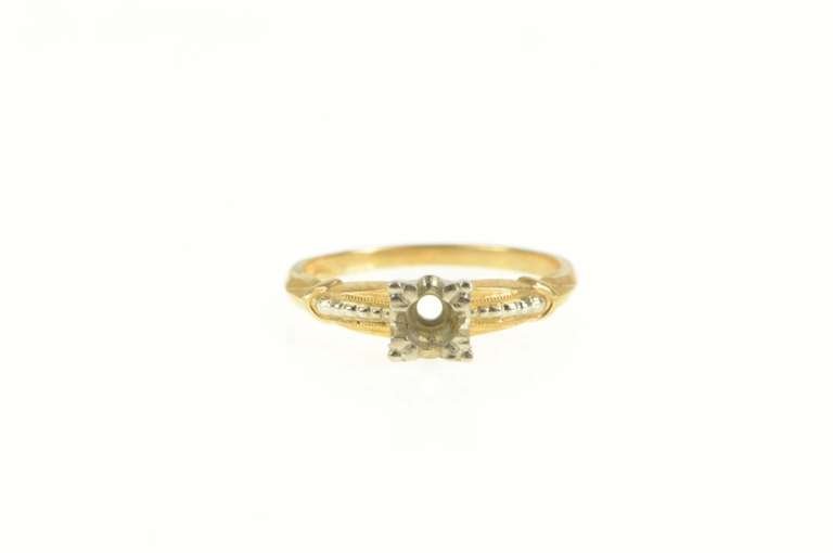 14K Yellow Gold 3.4mm Vintage NOS 1950's Engagement Setting Ring