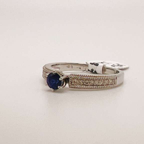 14kt Gold, Blue Sapphire, & Diamond Ring