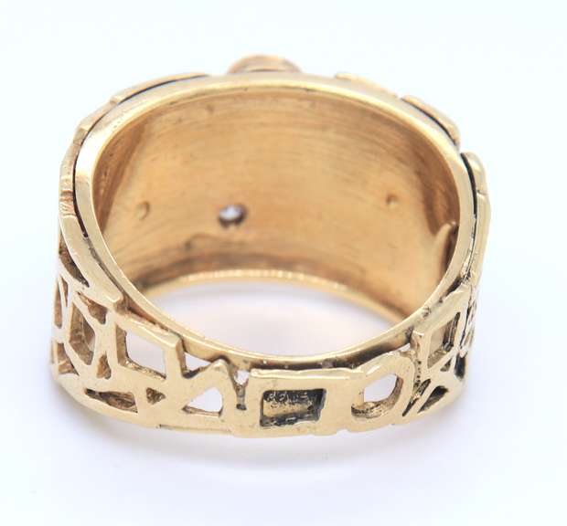 LADIES 14K YELLOW GOLD RING WITH RUBY AND DIAMONDS
