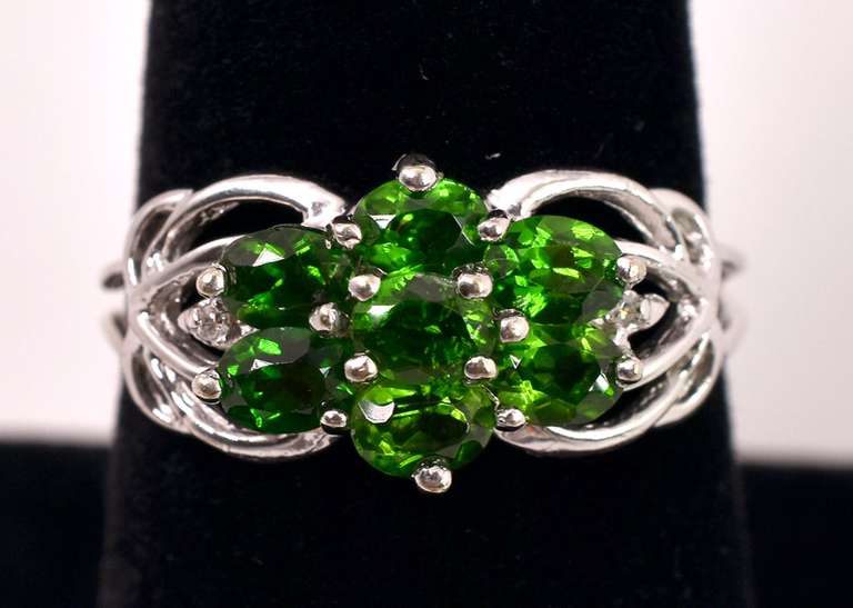 Gorgeous Green Gemstone Ring in White Gold