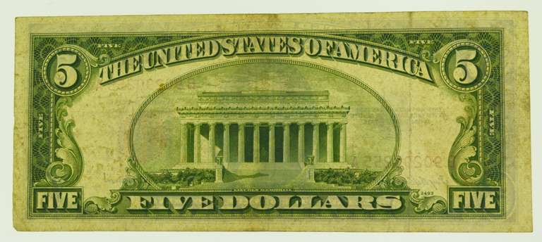 1953-A $5 Five Dollars Red Seal Lincoln Bank Note US Bill