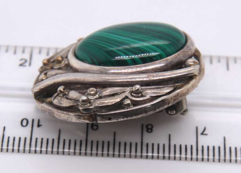 Vintage Sterling Silver Malachite Earrings