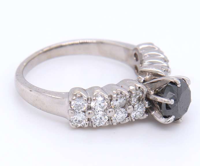 Sparkling Black Diamond in Diamond Semi Mount Ring