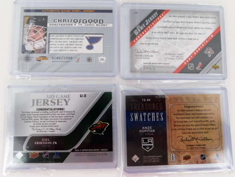 4 Hockey Jersey Trade Cards