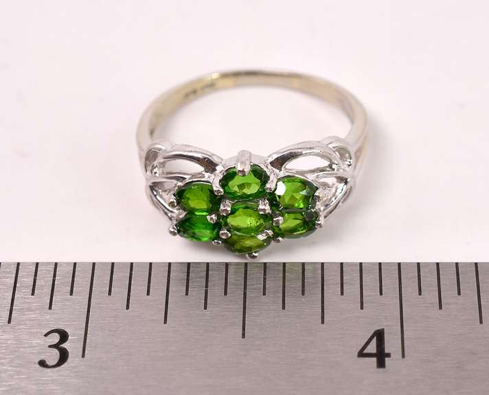 Gorgeous Green Gemstone Ring in White Gold