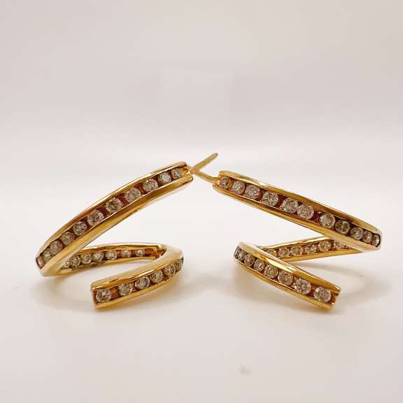 14kt Solid Yellow Gold & Diamond Earrings