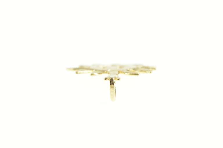 14K Yellow Gold Etched Sun Stylized Day Happiness Symbol Charm/Pendant