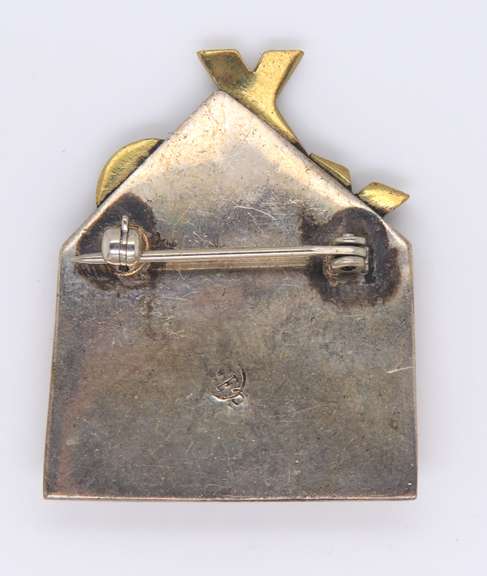 Vintage 925 Sterling Silver XO Letter Envelope Pin