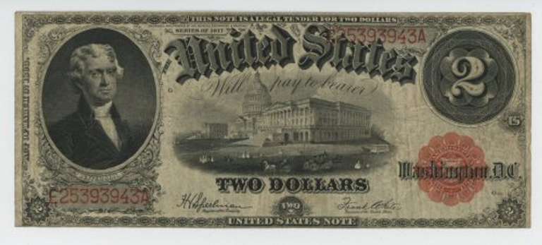 Sharp 1917 Series Large Size $2 Legal Tender Note