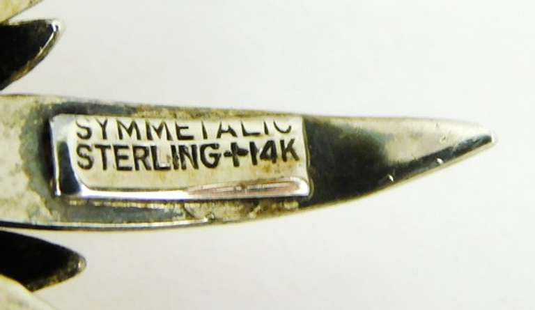 Vintage Sterling & 14K Gold Large Starburst Pin