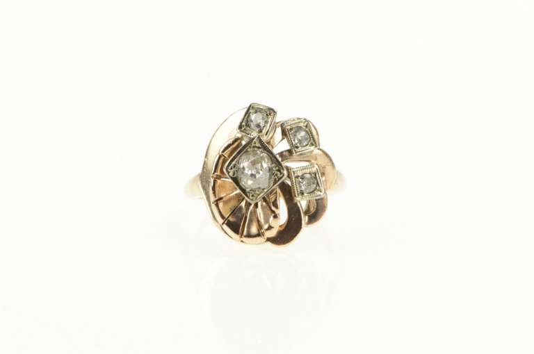 14K Yellow Gold 0.39 Ctw Old Mine Cut Diamond Engagement Ring