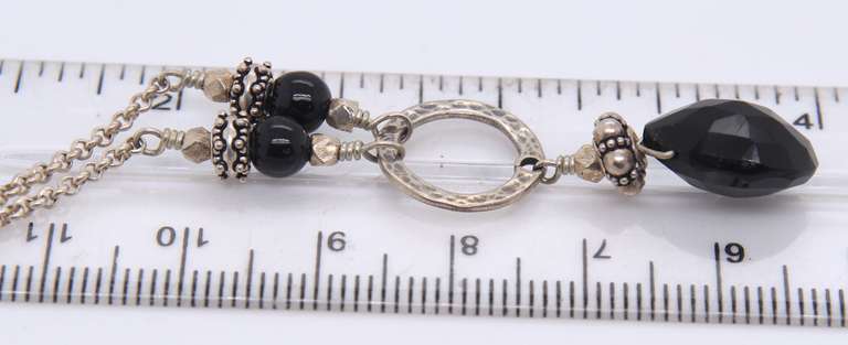 Vintage Sterling Silver Black Onyx Necklace