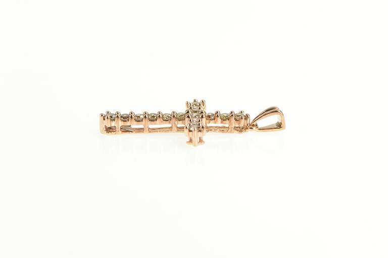 10K Rose Gold 0.40 Ctw Fancy Champagne Diamond Cross Pendant