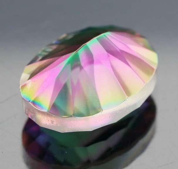 Rainbow color 9.22ct concave cut Mystic Quartz