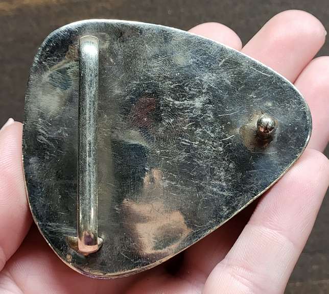 Huge! 385ct well marbled light blue and green Turquoise buckel