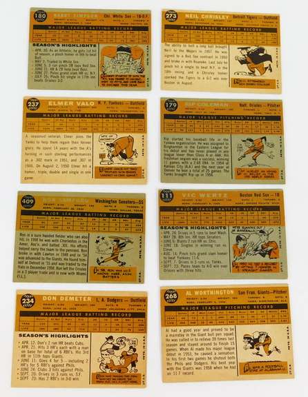 8 Topps 1960 Baseball Cards