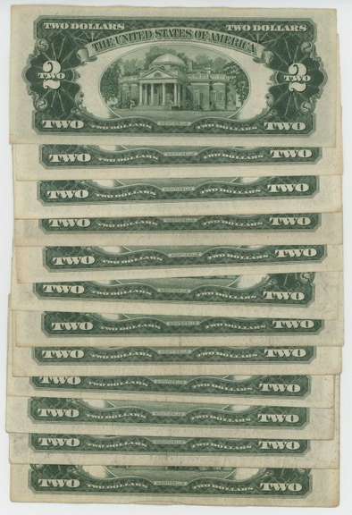 Lot of 12 nicer Series of 1953 $2 Red Seal Notes