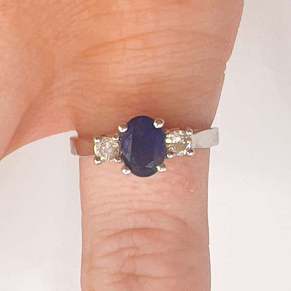 14kt Gold, Blue Sapphire, & Diamond Ring