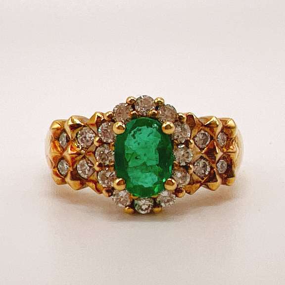 18kt Yellow Gold, Ruby, & Diamond Ring