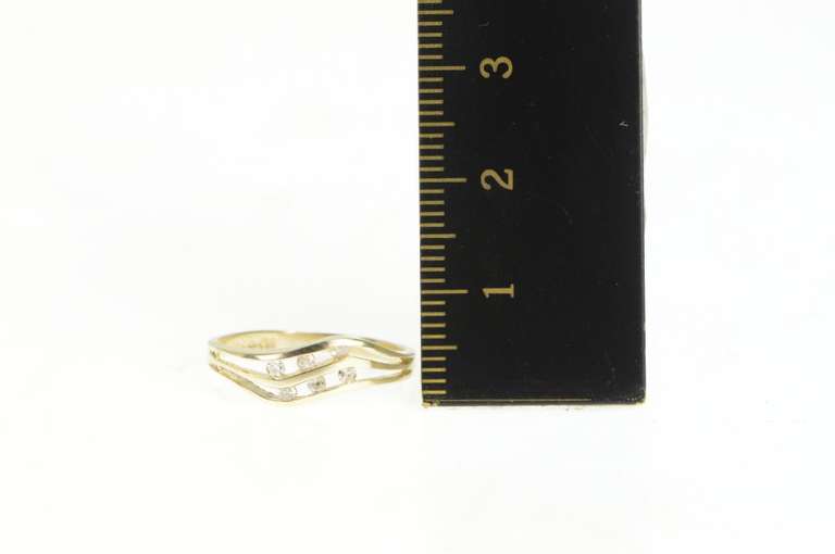 10K Yellow Gold Diamond Wavy Channel Statement Band Ring
