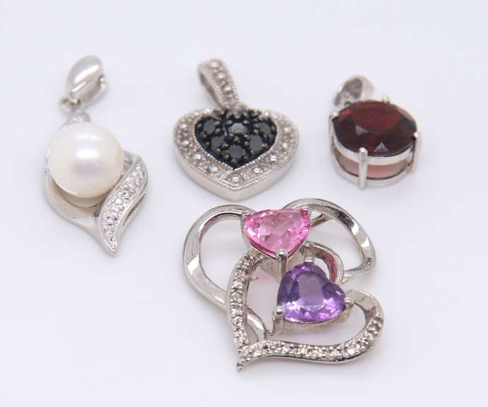 Group Lot of 4 Sterling Silver Pendants