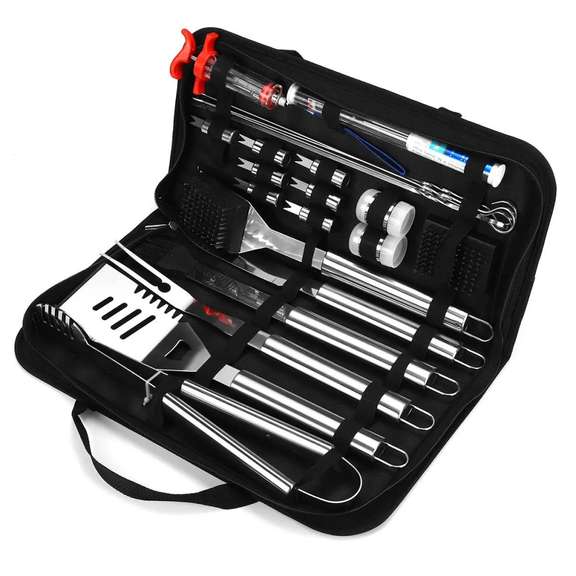25Pc Stainless Steel BBQ Tools Set Barbecue Accessories