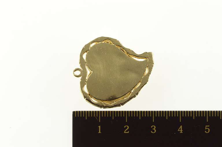 14K Yellow Gold 1930's Curvy Heart Ornate Love Symbol Pendant