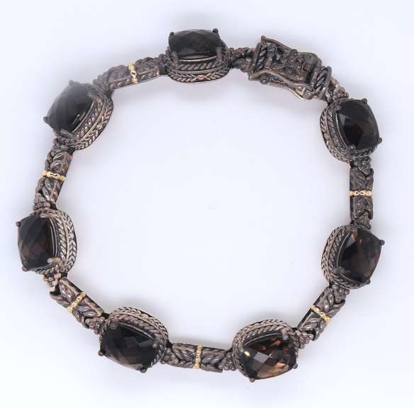 Vintage Sterling Silver Smokey Quartz Bracelet