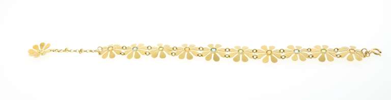 Vintage Multi-Gemstone Flower Bracelet in 18KT Yellow Gold