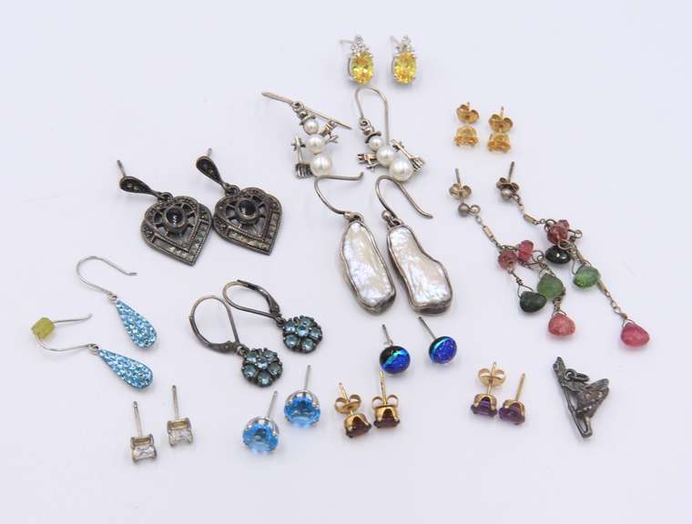 Group Lot of Vintage Sterling Silver Earrings