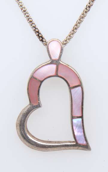 Vintage Italian Sterling Silver Heart Shaped Pendant on Chain