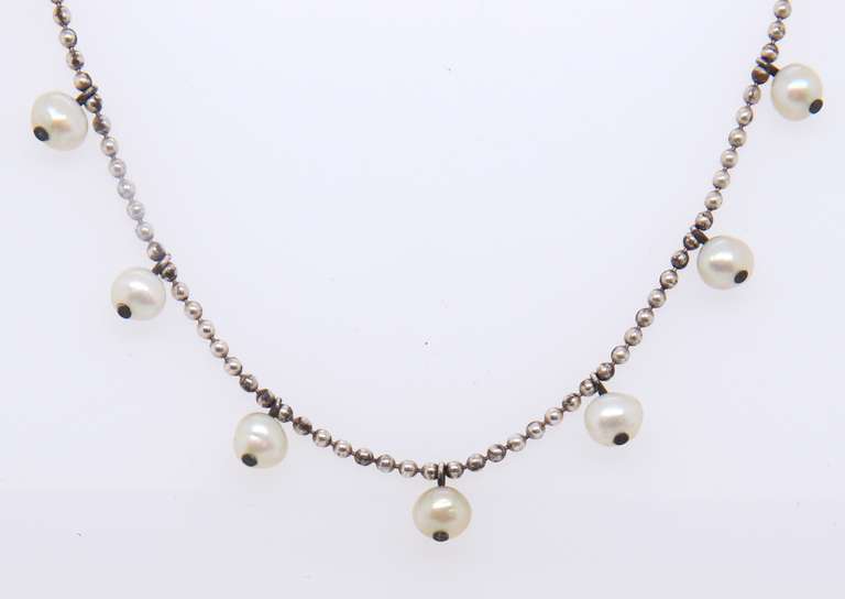 Sterling Silver Pearl Beaded Necklace