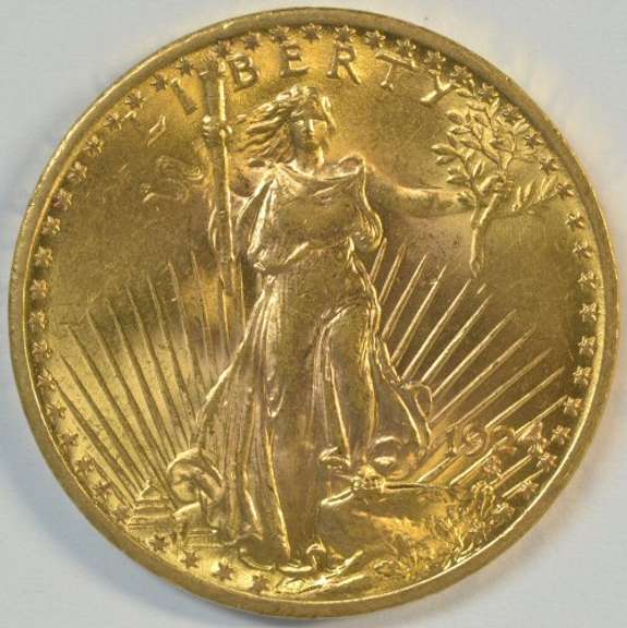Nearly Gem BU 1924 St. Gaudens $20 Gold Piece