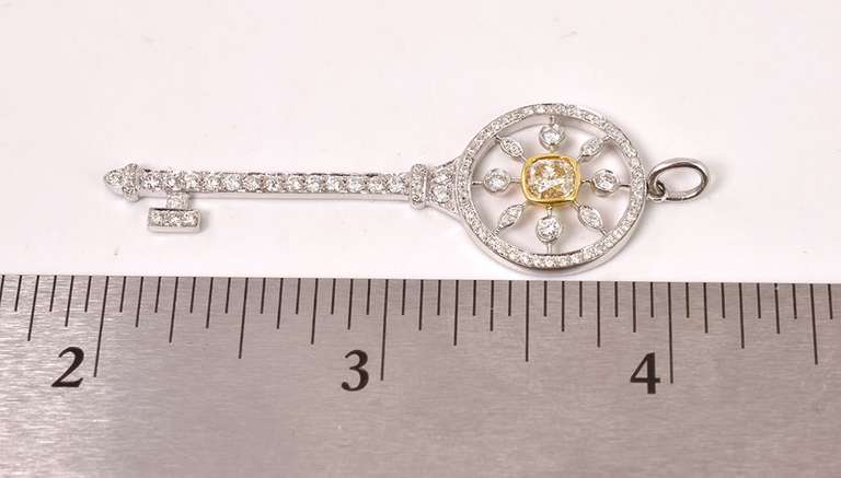 Spectacular Diamond Set Key Pendant in 18K White Gold