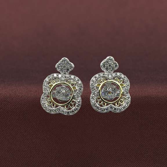 Detailed two tone square Dancing Earrings