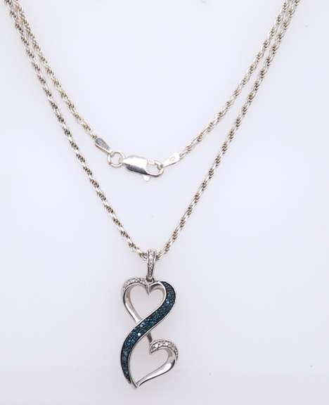 Vintage Italian Sterling Silver Cubic Zirconia Pendant on Chain Necklace