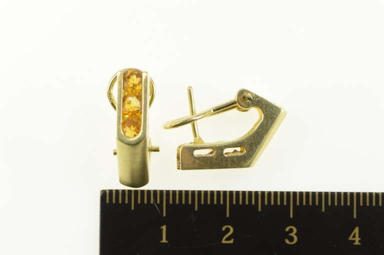 14K Yellow Gold Geometric Citrine Squared Lever Back Earrings