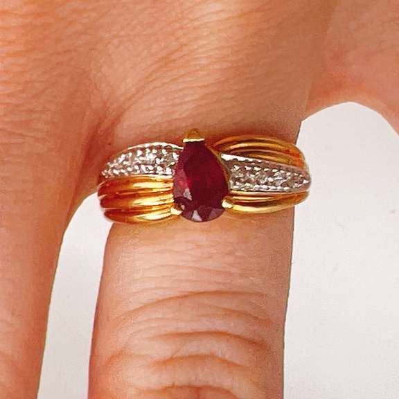 18kt Yellow Gold, Ruby, & Diamond Cocktail Ring