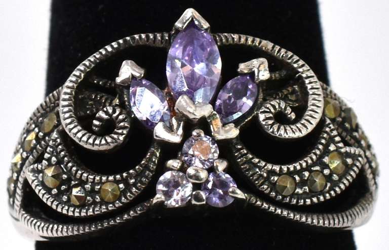 Sterling Silver Amethyst Wheat Bundle Ring