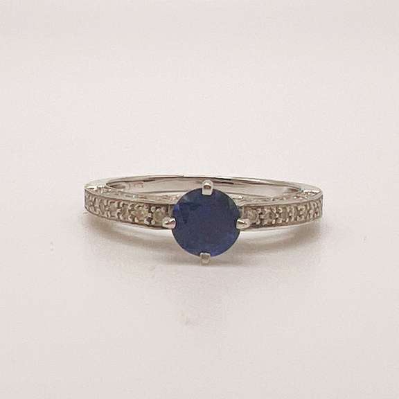 14kt Gold, Blue Sapphire, & Diamond Cocktail Ring