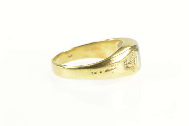 14K Yellow Gold 3.75mm Art Deco Etched Men's Wedding Setting Ring