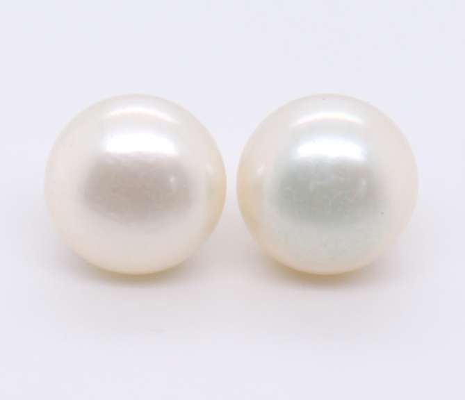 14kt Yellow Gold Button Pearl Stud earrings