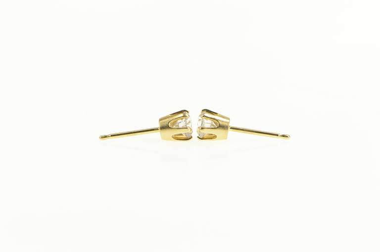 14K Yellow Gold Round Cubic Zirconia Classic Stud Solitaire Earrings